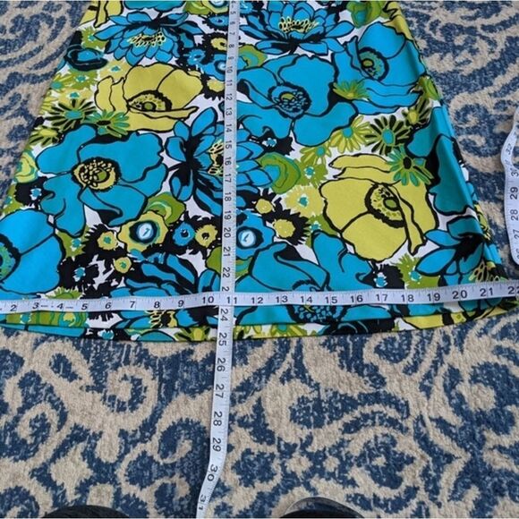 Easy 5th teal yellow white black floral flower skirt size 8 spring summer bright - Picture 5 of 9
